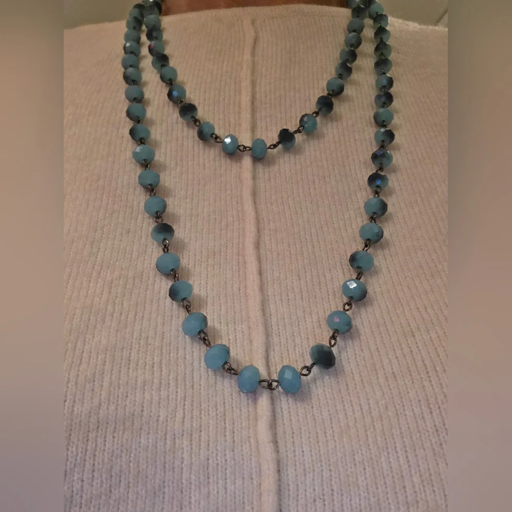 Boho Long Layering Strand, Gunmetal Statement Necklace